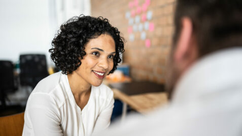 Employee feeling heard by mindful leader