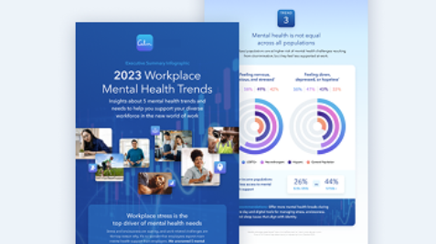 a blue brochure with images of people on it