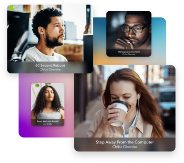 four different images of people on their cell phones
