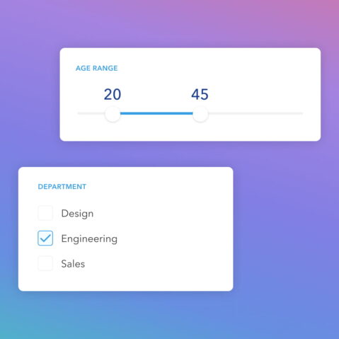 Calm Business management dashboard filtering options