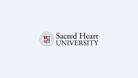 the sacred heart university logo on a white background