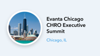 an image of the chicago skyline with the words, event chicago chro executive summit