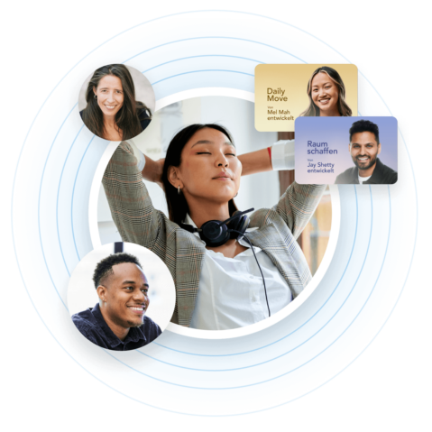 a group of people with headphones on