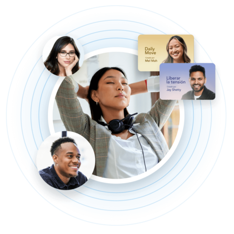 a group of people with headphones on