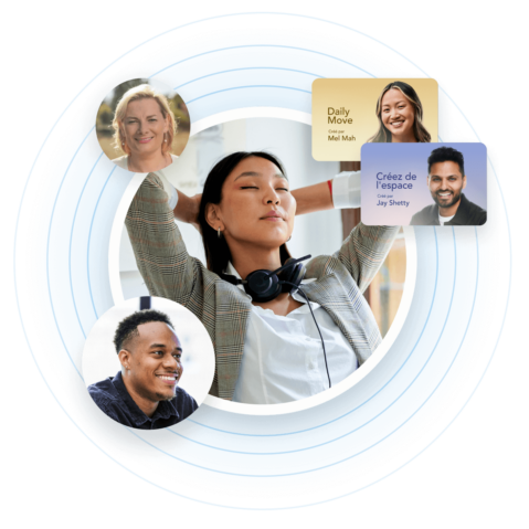 a group of people with headphones on