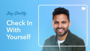 a man smiling with the words check in with yourself