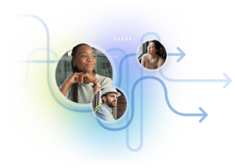 a woman and man are shown in the middle of a graphic