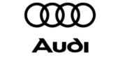 a black and white photo of the audi logo