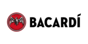 the bacardi logo on a black background