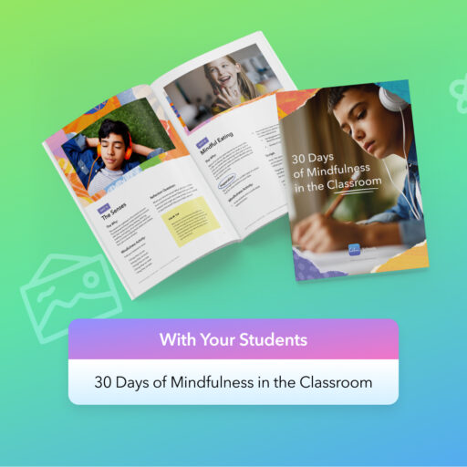 a brochure with a picture of a girl writing in a book