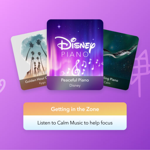 the disney piano app on a purple background