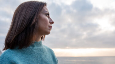 a woman grieving