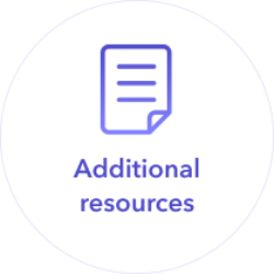 a white circle with the words additional resources on it