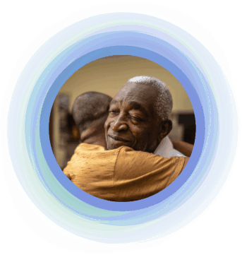 a picture of a man in a circle