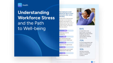 a brochure with a blue cover and a white background